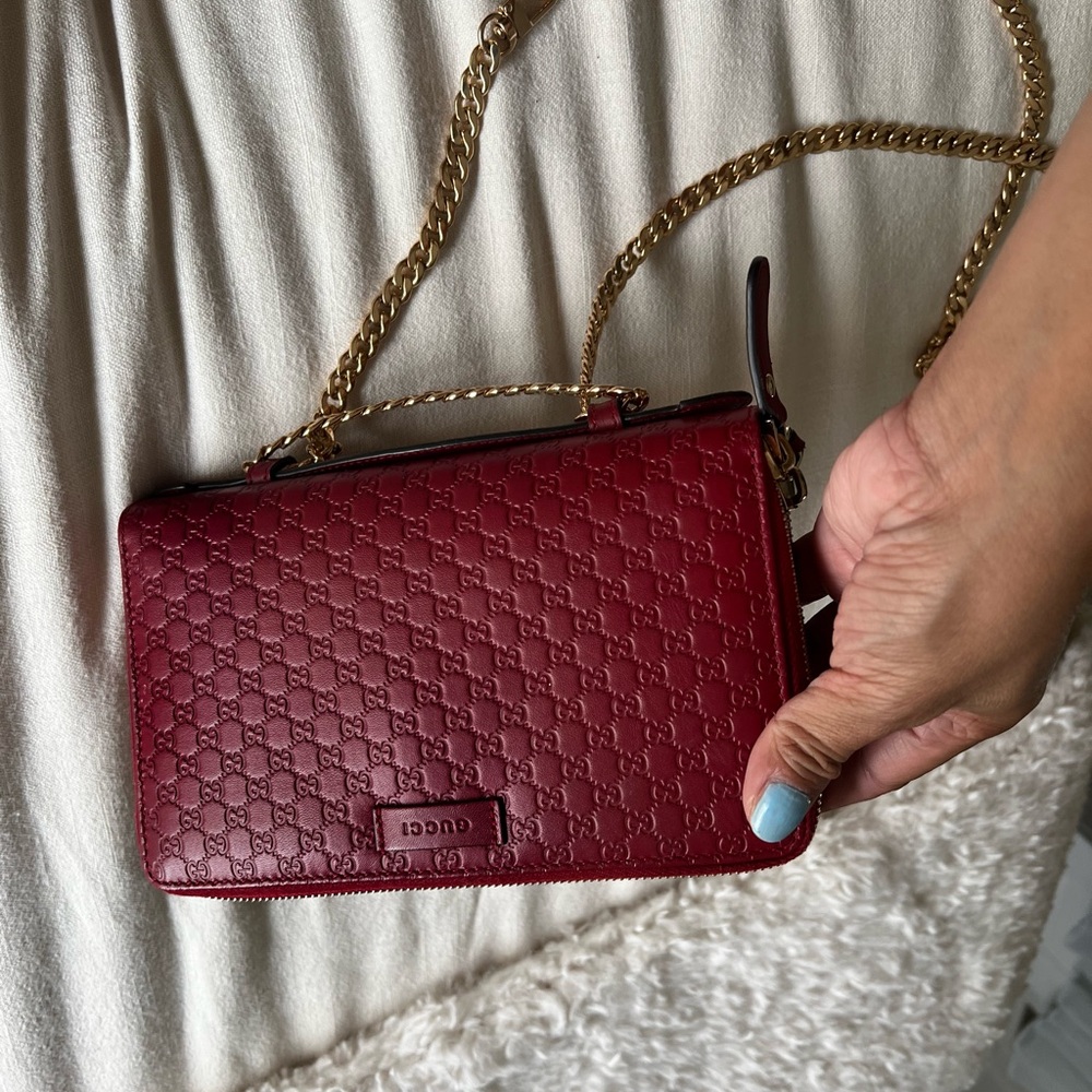 ❌sold Gucci Burgundy Leather Crossbody Bag